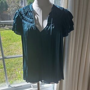 Ulla Johnson Teal Pleated Blouse